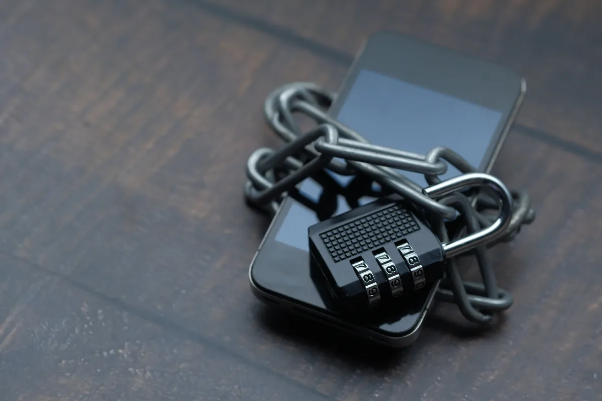 Smartphone with security padlock — digital financial protection